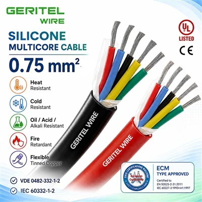 Cáp silicon 0,75 mm vuông được chế tạo cho bảng điều khiển máy sưởi|DÂY GERITEL SiHF-J